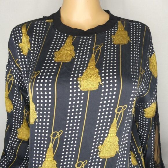 Vivienne Midow Silk Rope Lace Sleeve Blouse Vntg 4 - Picture 2 of 10